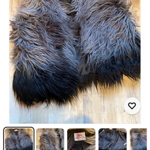 Faux Fur Vest in Black and Gray
